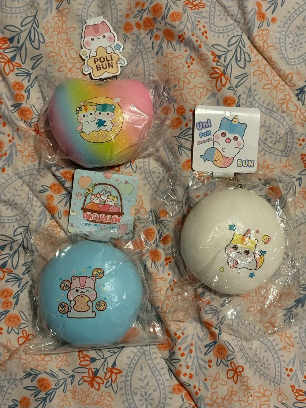 Plush Squeeze Toy Set – Rainbow, White & Blue